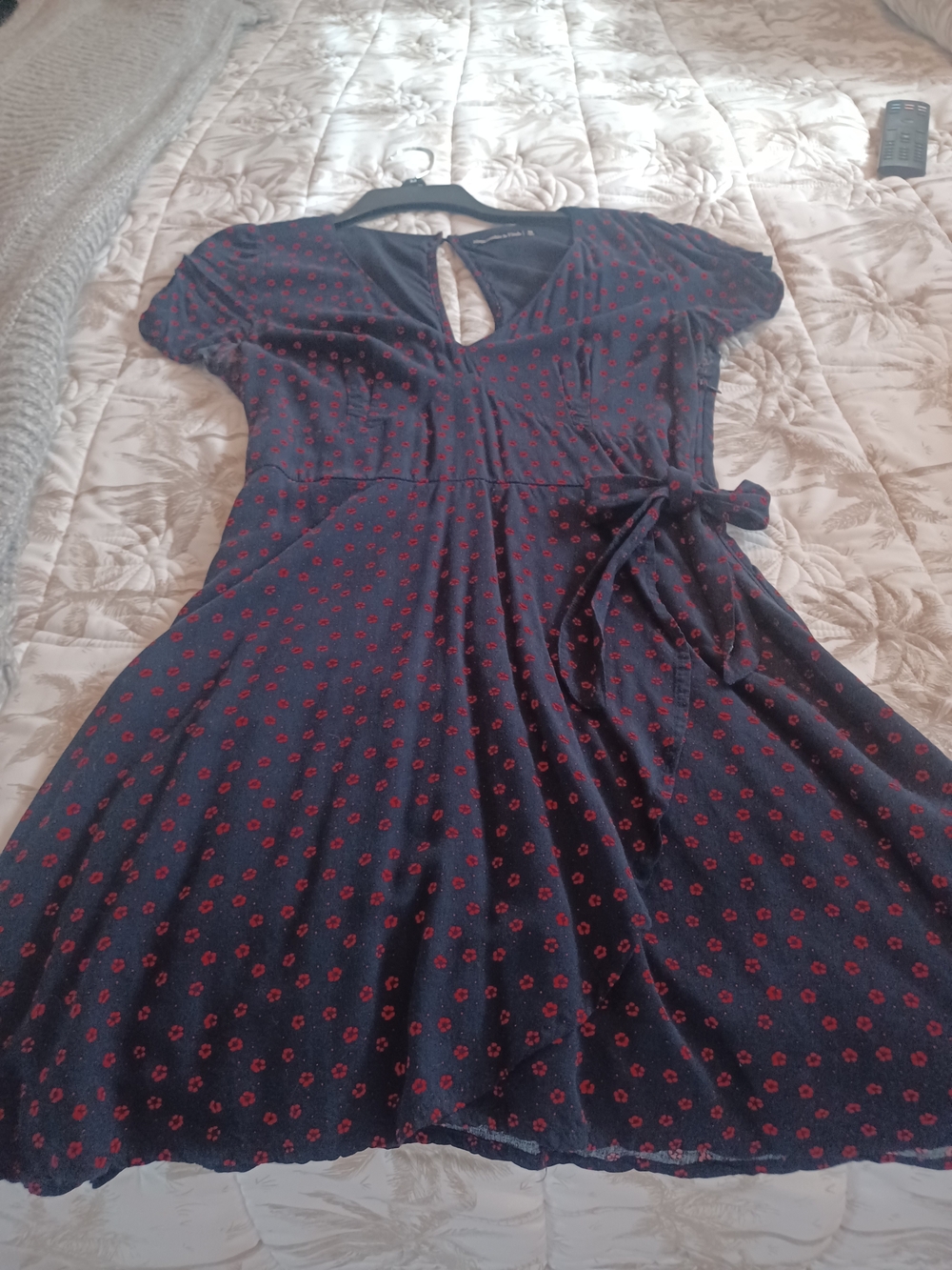 Abercrombie & Fitch Navy Mini Dress with Red Floral Print